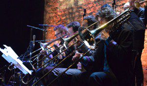 Section trombones du big band de l'IMEP au Café de la Danse
